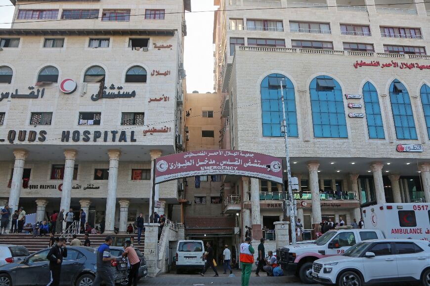 Gaza City's Al-Quds Hospital in a picture from October 29, 2023, as battles raged between Israel and Hamas 