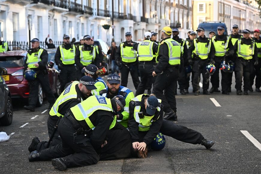 Police were out in force to keep rival protesters apart