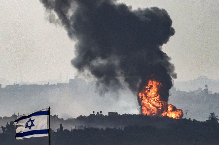 A fireball erupts during Israeli bombardment of the Gaza Strip