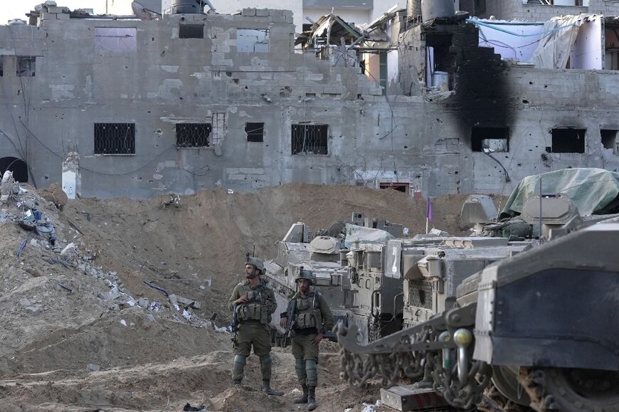 Israeli troops during combat operations in northern Gaza on November 8, 2023
