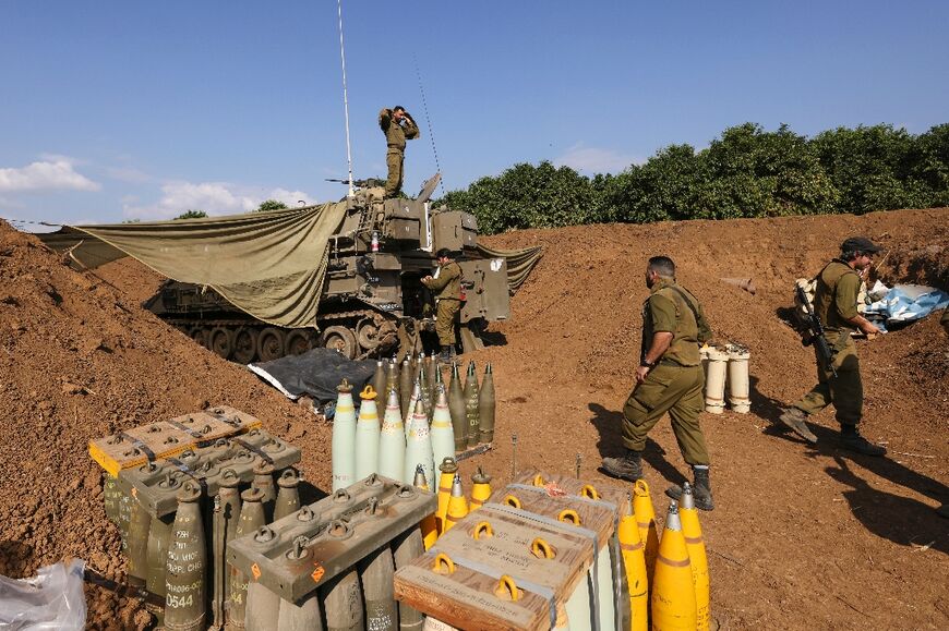 An Israeli mobile artillery unit takes position in Upper Galilee in northern Israel near the Lebanon border on November 15, 2023, amid increasing cross-border tensions as fighting continues with Hamas militants in the southern Gaza Strip.