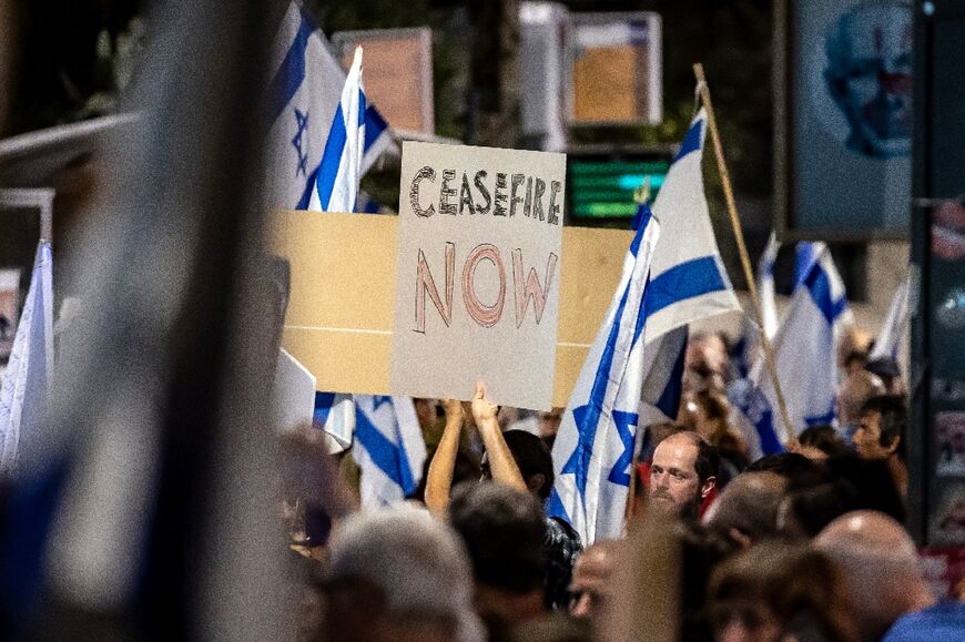 Demonstrators during an anti-government protest in Jerusalem