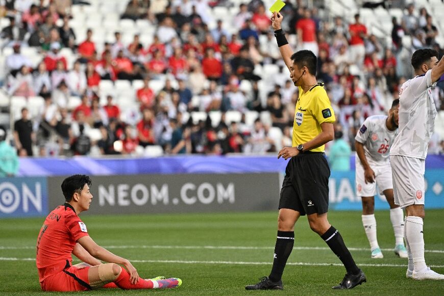 Son Heung-min receives a yellow card for diving