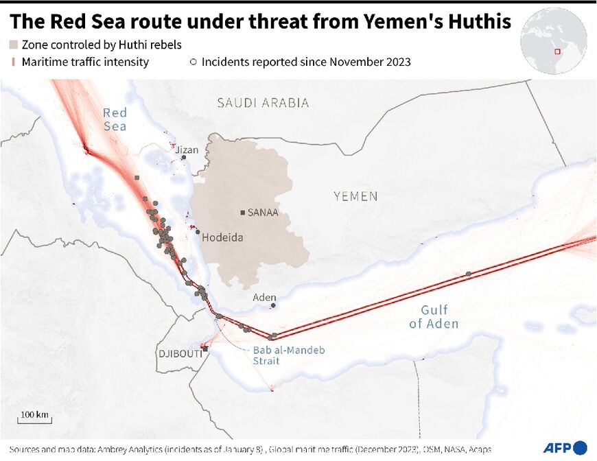 The Red Sea route under threat from Yemen's Huthis