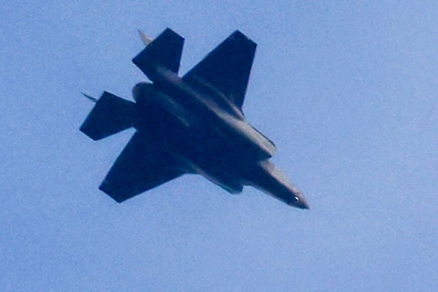 An Israeli fighter jet flies near the border with Lebanon