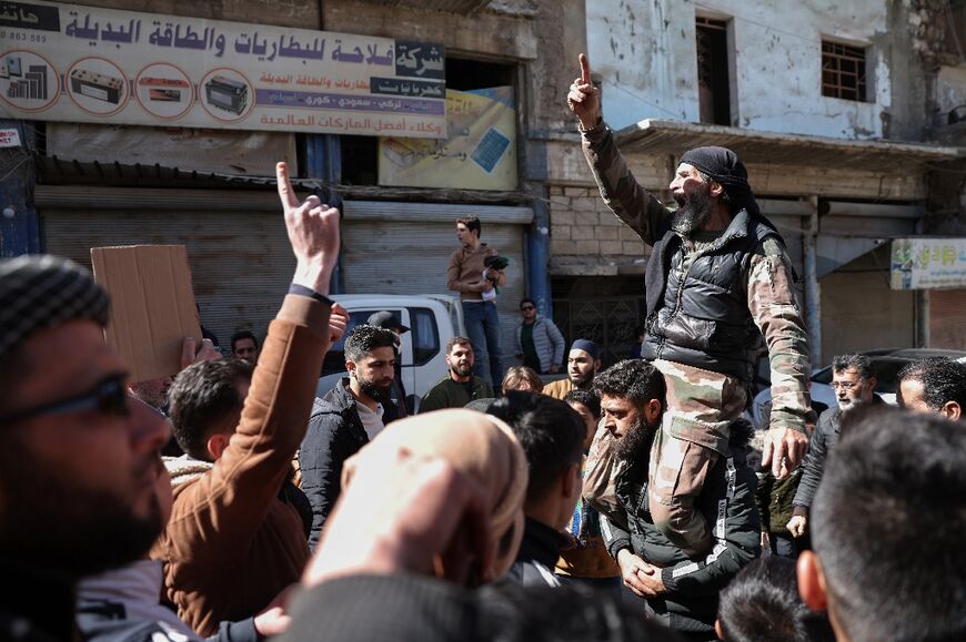 Protesters also took to the streets in the town of Binnish, demanding that HTS's security apparatus be held to account after the death of a rebel fighter in its custody last week
