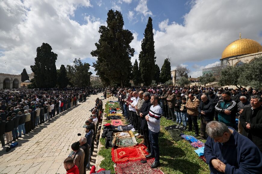 In his sermon at Al-Aqsa, the preacher spoke of Palestinians suffering hunger in the war-battered Gaza Strip