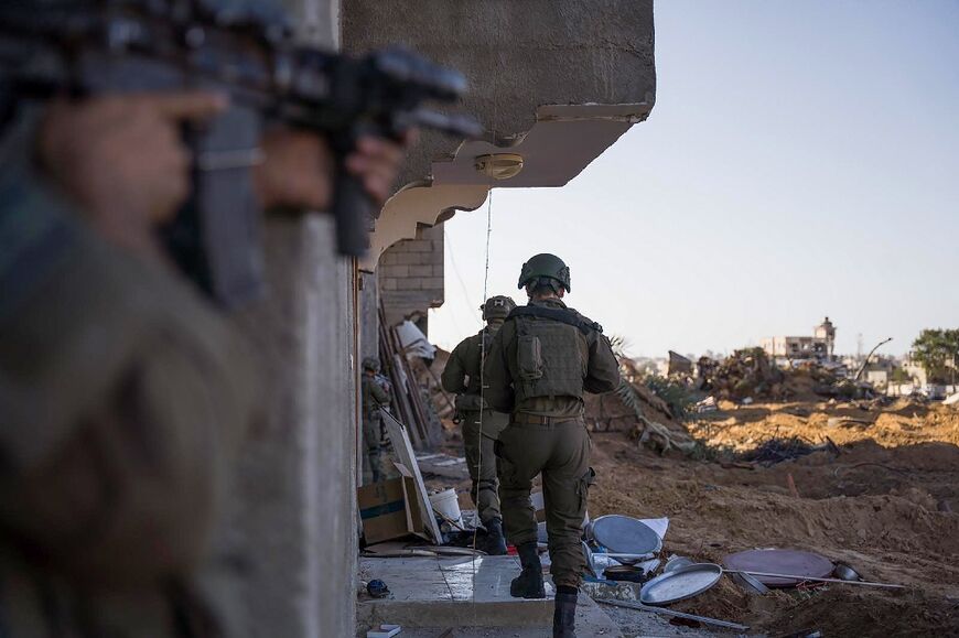 This picture released by the Israeli army shows its troops during military operations in the Gaza Strip