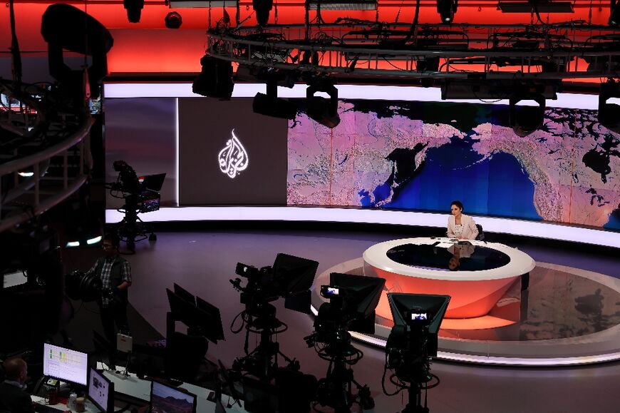 The newsroom at the Doha headquarters of Al Jazeera, whose channels were taken off air in Israeil by the government
