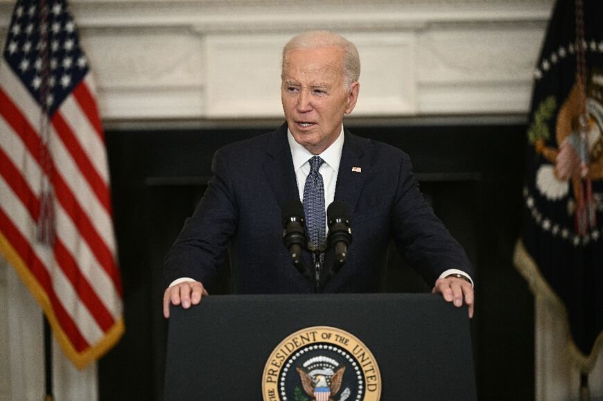 US President Joe Biden speaks about the situation in the Middle East, in the State Dining Room of the White House on May 31, 2024. 