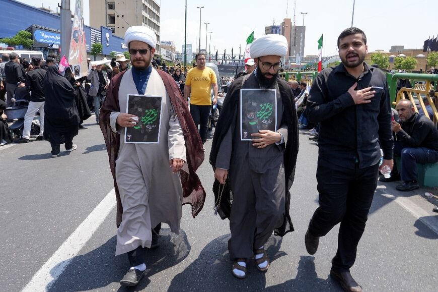 Clerics join the funeral procession for Ebrahim Raisi