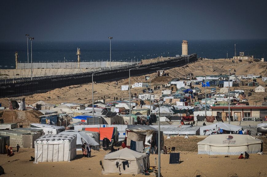 A makeshift camp along the Philadelphi corridor, a narrow buffer zone along the Gaza Strip's border with Egypt, in January