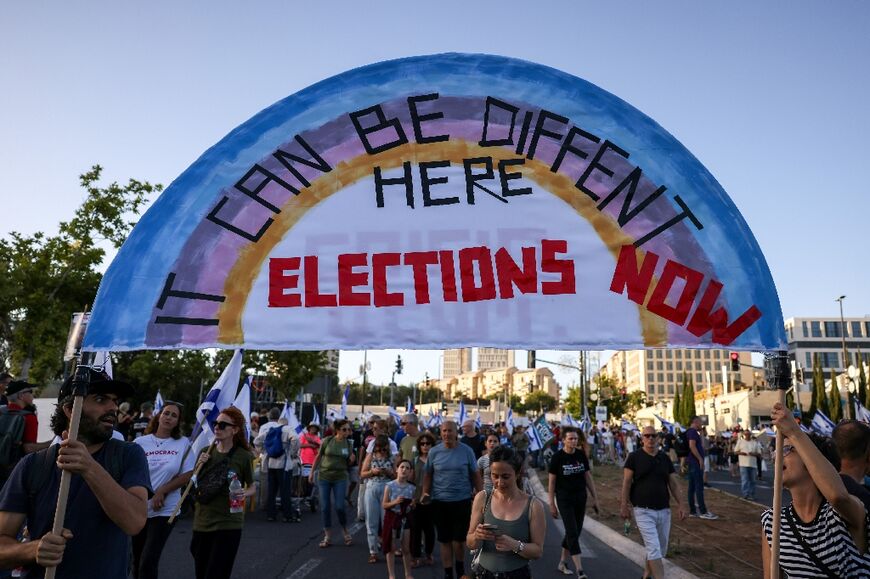 The anti-government protesters in Jerusalem called for new elections