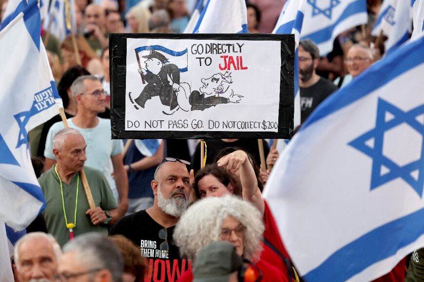 An anti-Netanyahu demonstration in Tel Aviv on June 8