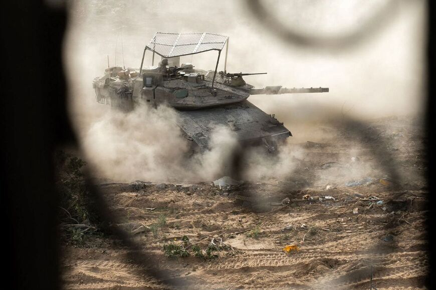 An Israeli army handout picture of a main battle tank operating in Rafah on June 23