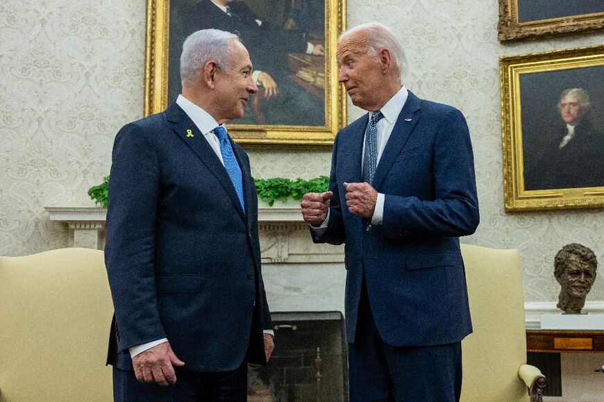 US President Joe Biden meets with Israeli Prime Minister Benjamin Netanyahu in the Oval Office of the White House in Washington, DC, on July 25, 2024.