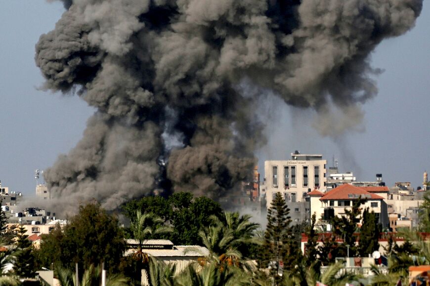 Smoke billows following Israeli bombardment in central Gaza's Nuseirat