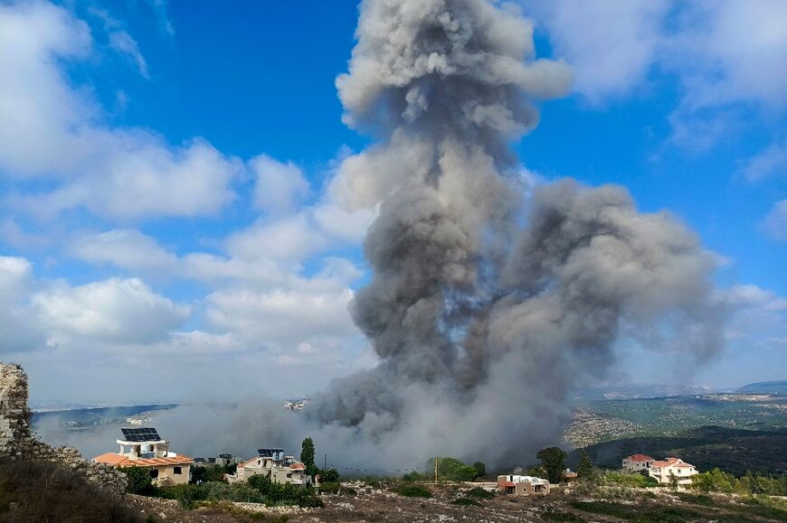 A cloud of smoke after a strike on the town of Shamaa in southern Lebanon