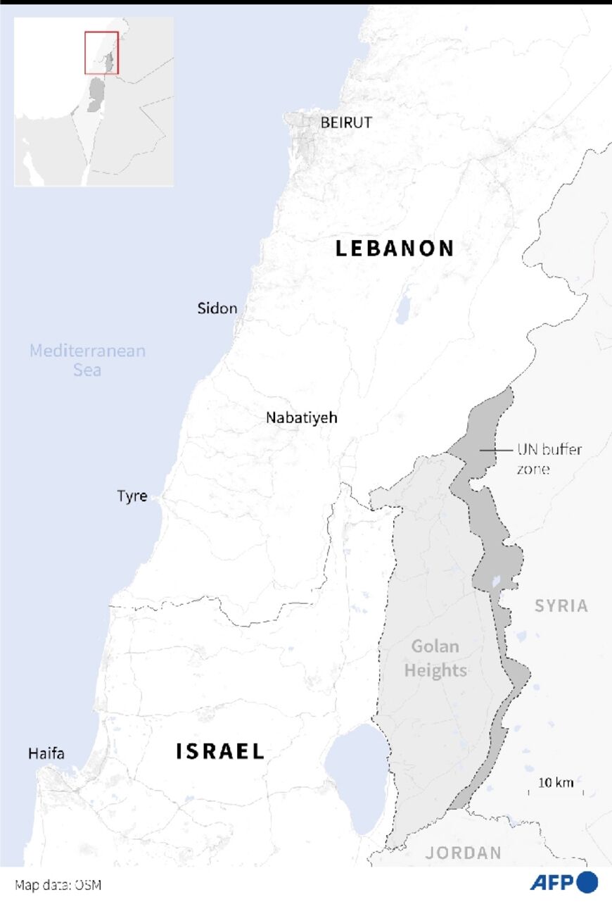 Southern Lebanon and northern Israel