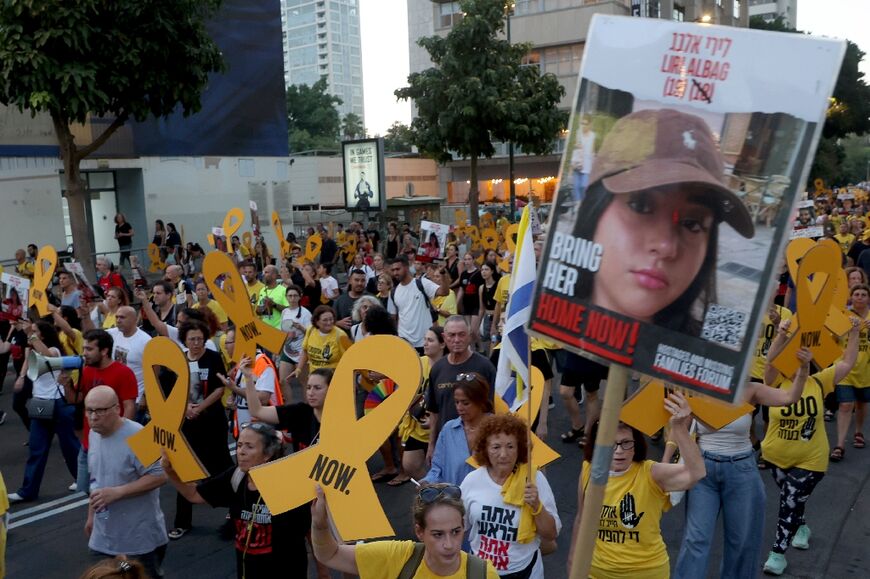 Israelis rally in Tel Aviv urging their government to secure a hostage release deal and truce in Gaza