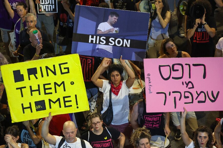 Israelis rally in Tel Aviv to demand their government to secure a deal to release hostages held in Gaza since Hama's October 7 attack