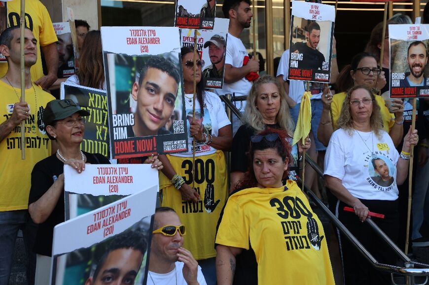 Israelis rally in Tel Aviv calling for a hostage release deal, 300 days into the Gaza war