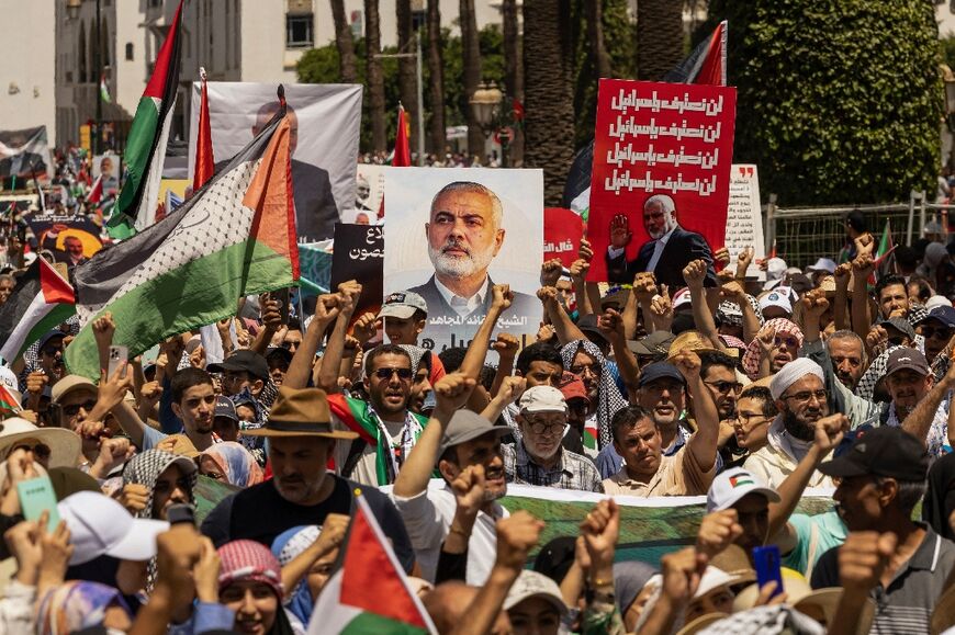 Thousands gathered in the Moroccan capital Rabat to protest the killing of Ismail Haniyeh and the war in Gaza