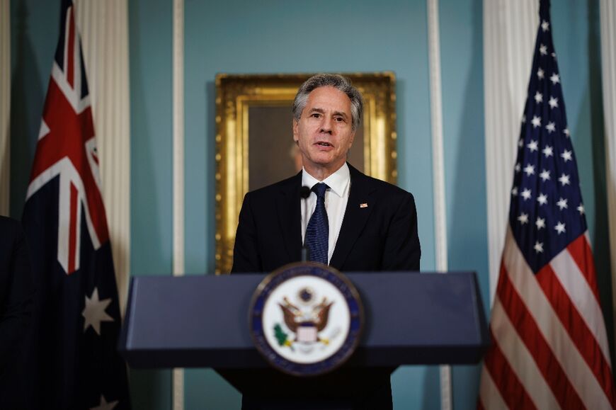 US Secretary of State Antony Blinken speaks on the Middle East as he meets Australian Foreign Minister Penny Wong