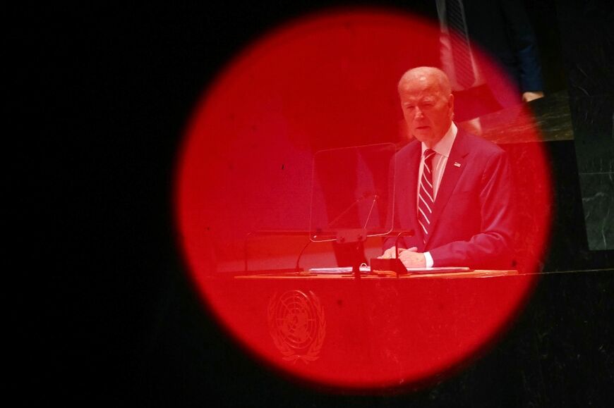 US President Joe Biden, seen here at the UN, quit the White House race in July after a disastrous TV debate against Donald Trump