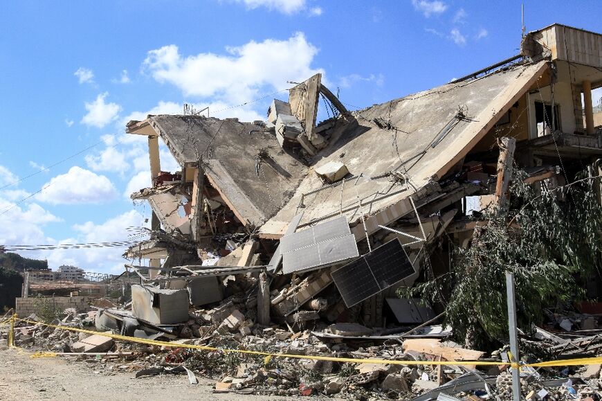 This building in the village of Kfar Rumman was among a string of targets across southern and eastern Lebanon hit by the Israeli air force on Saturday