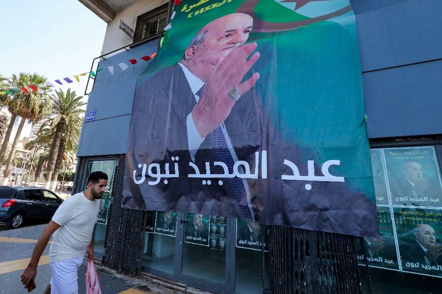 An election banner for Abdelmadjid Tebboune in Oran ahead of the vote