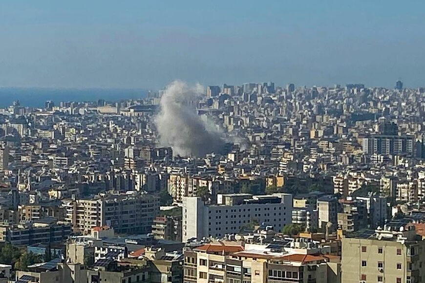 Smoke billows from the site of an Israeli air strike that targeted Beirut’s southern suburbs on September 26, 2024