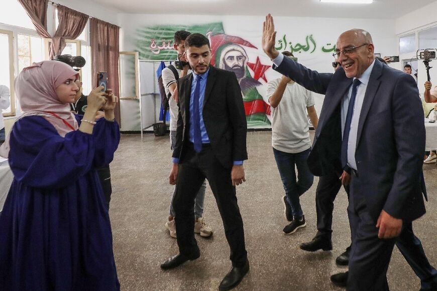 Algerian moderate Islamist Abdelaali Hassani as he arrives to cast his ballot