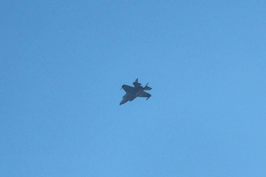 An Israeli F-35 fighter jets flies over the northern city of Haifa 