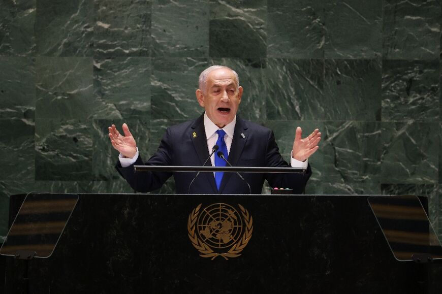 Israeli Prime Minister Benjamin Netanyahu addresses the UN General Assembly in New York