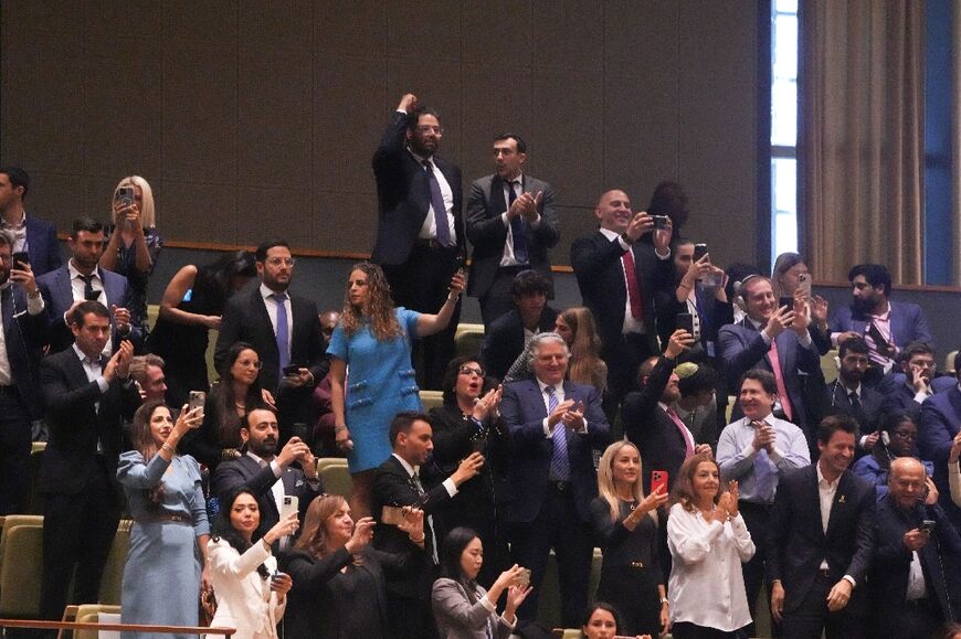 Many diplomats left the UN's General Assembly as Netanyahi prepared to address the world body, drawing jeers but also cheers and applause from backers