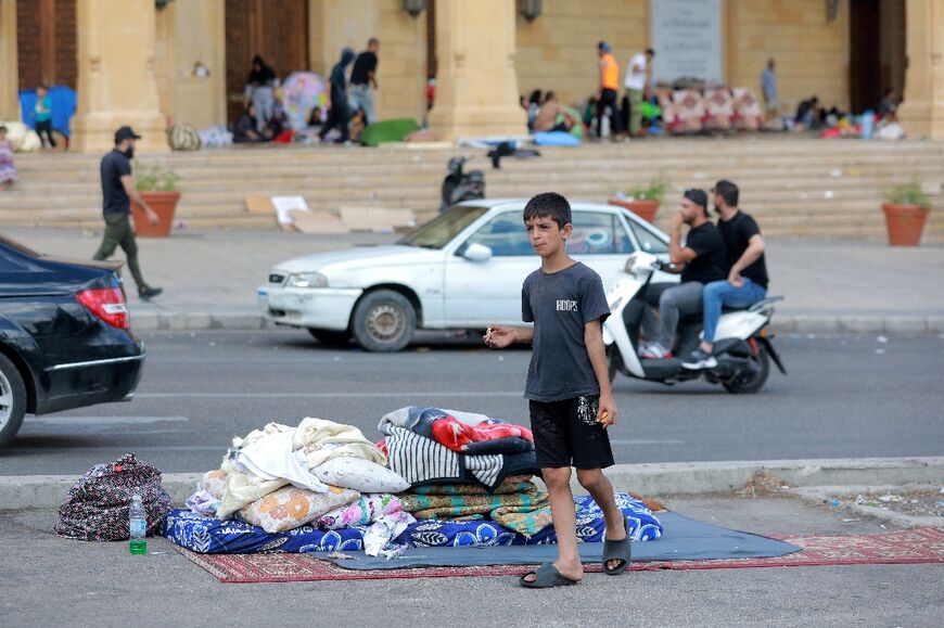 The displaced families sheltering in the Skinn club are among the lucky ones -- many have been camping out on the roadside on pavements around the centre of Beirut