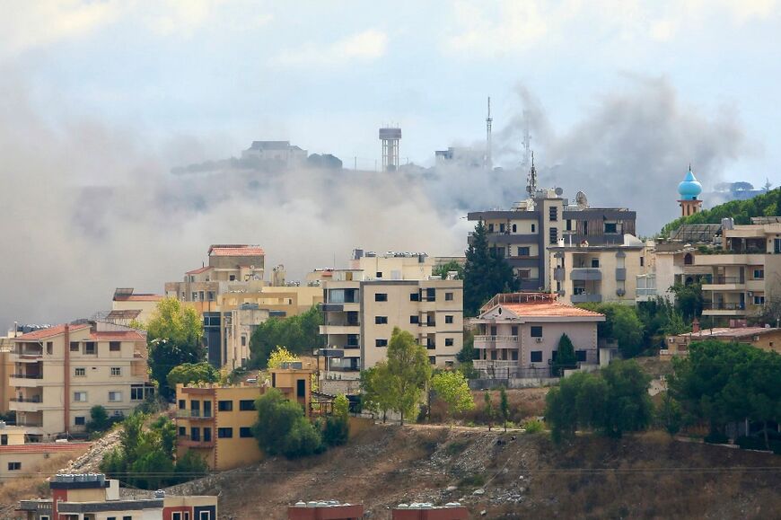 Smoke billows from the site of an Israeli air strike on the southern Lebanese town of Nabatiyeh 