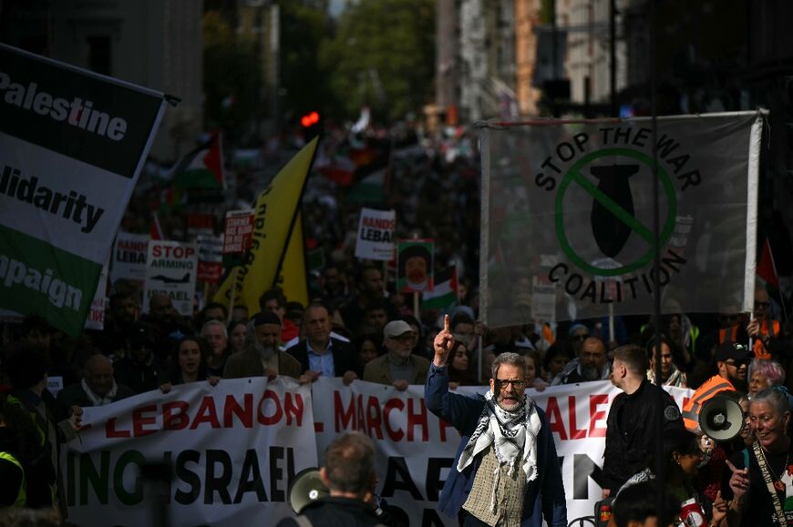 Several protesters carried posters reading "Starmer has blood on his hands"
