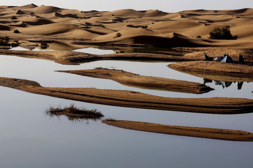 Morocco's southeastern desert, once dry, is now dotted with lakes after unusually heavy rains