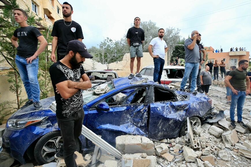 Damage from an Israeli air strike that targeted an apartment building in Barja south of Beirut