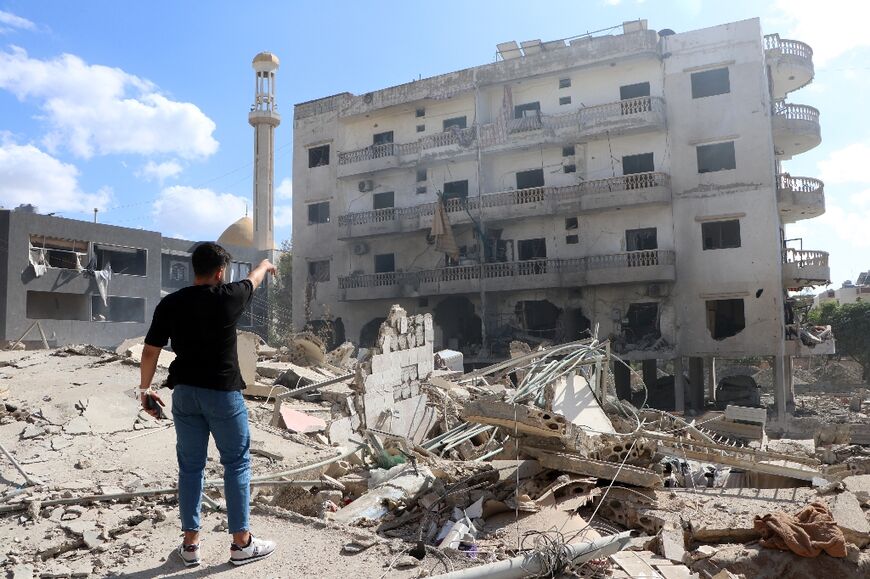 The rubble of a building levelled by an Israeli airstrike in the southern Lebanese village of Abbassiyeh