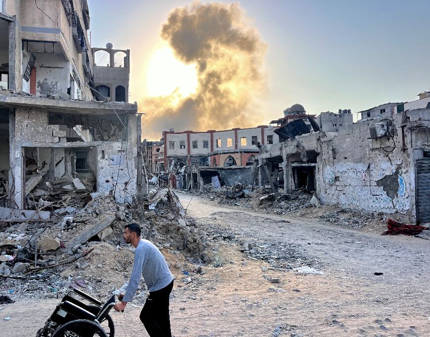 Smoke rises following an Israeli bombardment in Beit Lahia, northern Gaza, where the UN describes 'apocalyptic' conditions