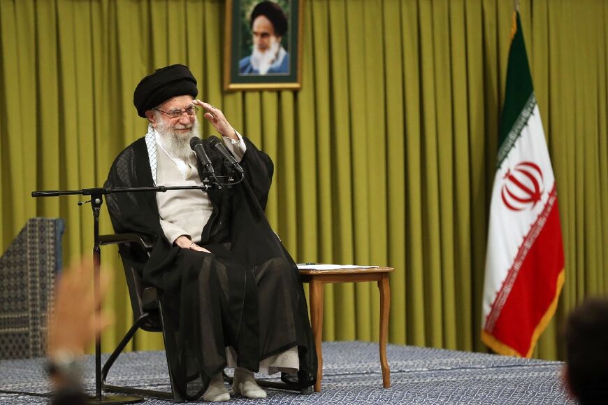 Iran's supreme leader Ayatollah Ali Khamenei, at a meeting with students in Tehran, warned of a response to what the US and Israel 'are doing against Iran' and allied groups
