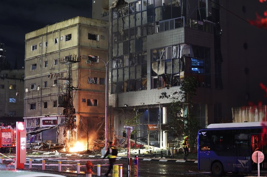 The scene of a rocket attack from southern lebanon in Ramat Gun, near Tel Aviv 