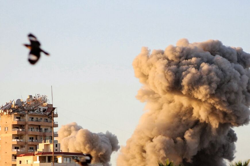 Smoke rises from the site of an Israeli strike in the southern Lebanese city of Tyre on November 16, 2024