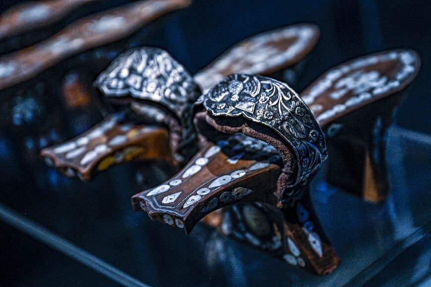 Alongside the bathhouse, the Zeyrek Cinili Hammam also houses a musuem showcasing pieces like these intricately decorated wooden clogs 