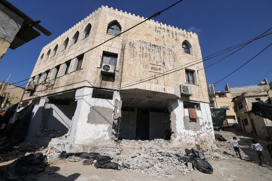 A damaged mosque after an Israeli raid at the Al-Fara camp for Palestinian refugees north of Nablus city in the occupied West Bank