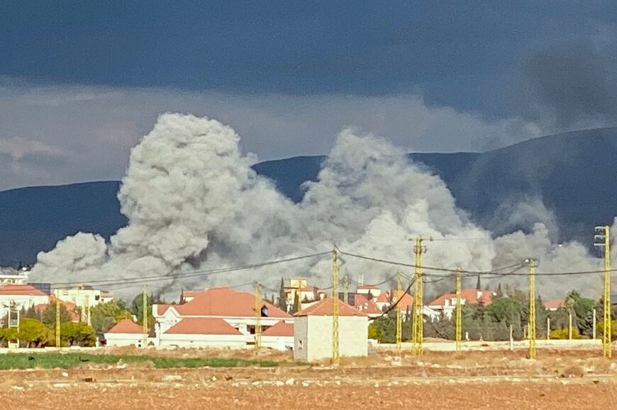 Smoke rises from the site of an Israeli air strike that targeted the eastern Lebanese area of Baalbek