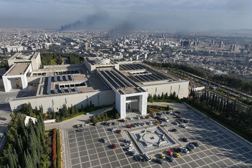 An aerial photo shows the Syrian presidential palace in Damascus's Mount Qasyoun, after Islamist-led rebels seized the capital